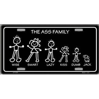 ass family license plate black tag for sale