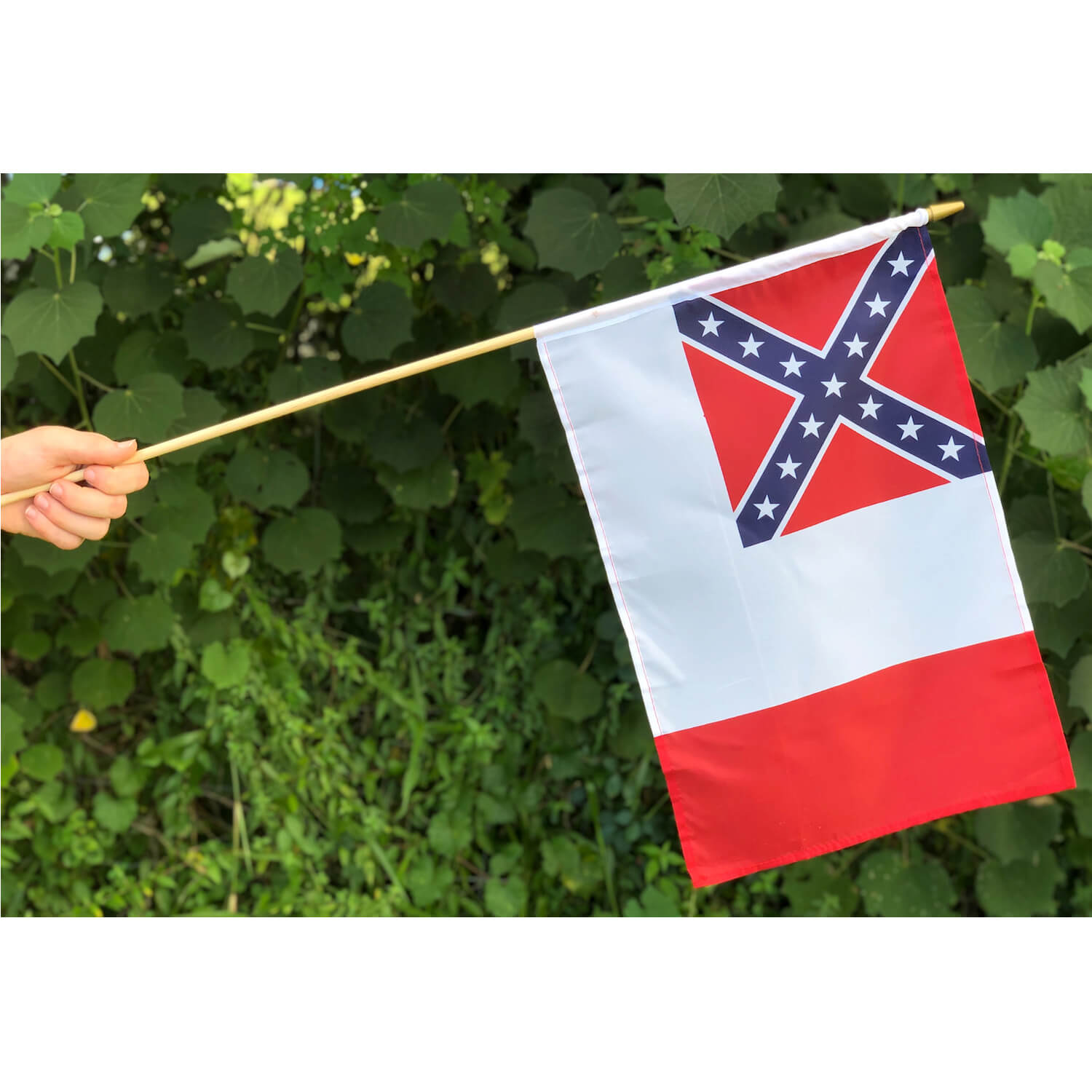 3rd confederate flag on stick stained banner