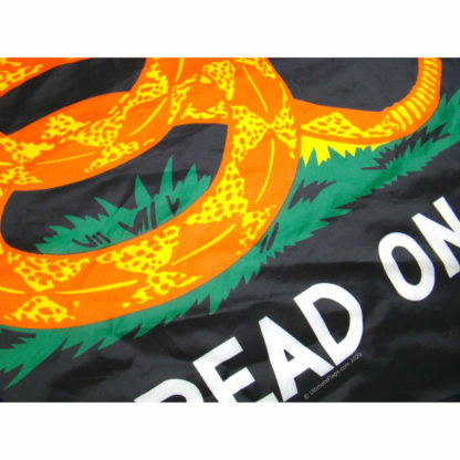closeup of black gadsden flag