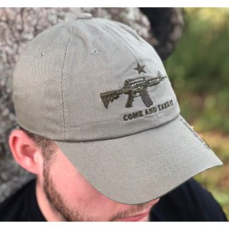 come and take it cap with rifle ak47 gun on olive green cap