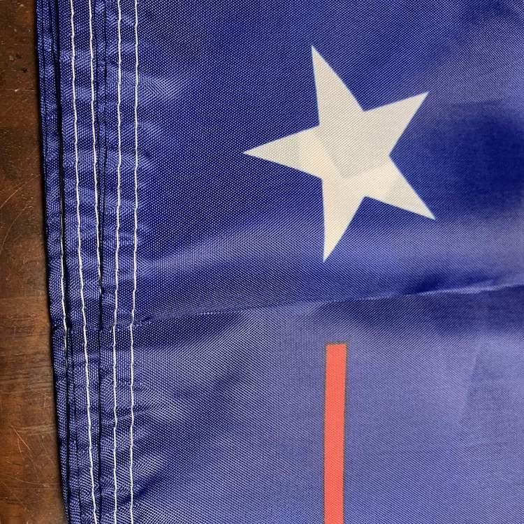 custom nylon outdoor trump flag closeup of sewing stitching