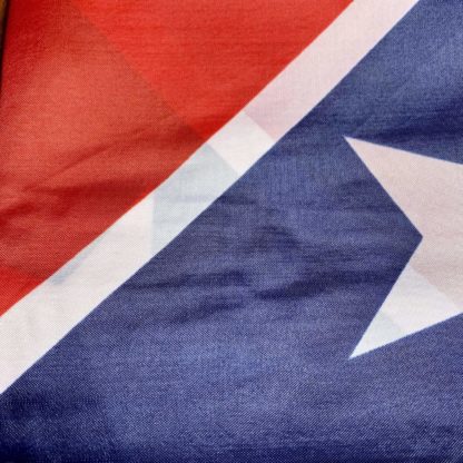 closeup of confederate artillery battle flag square with white border 36 x 36 inches