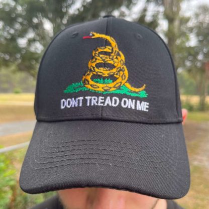 gadsden cap for sale black with yellow snake on green grass