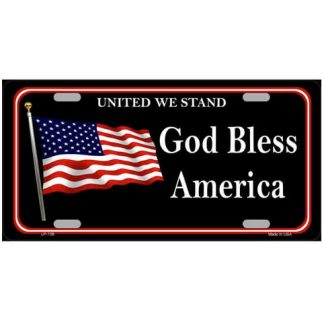 god bless america auto tag / license plate usa flag with black background and red border for car truck