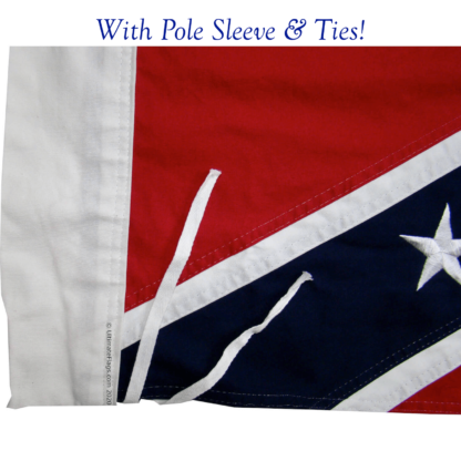 confederate flag historic with pole sleeve ties attachment