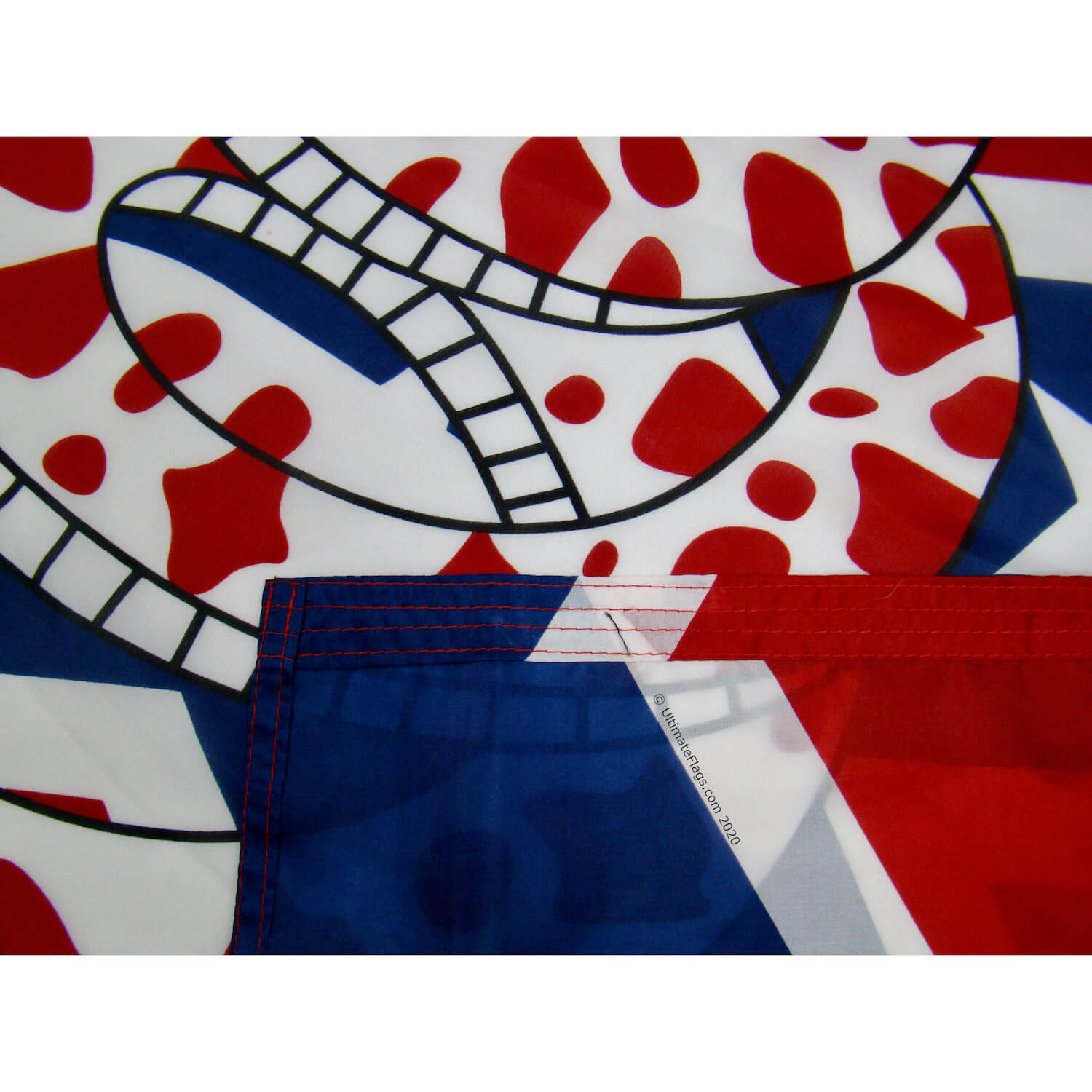 quad stitching on end of flag