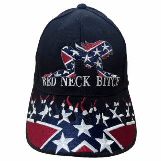 Red Neck Bitch cap in confederate overlay and embroidered rebel flag bill