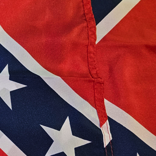 front and back of flag show on both sides, colors are vibrant on both sides with screenprinted polyester standard designs.