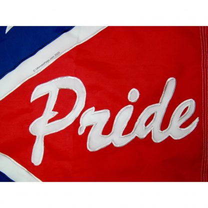 Pride embroidered on flag