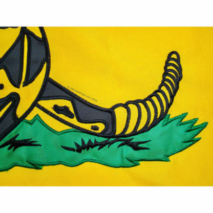 embroidery on don't tread on me flag snake
