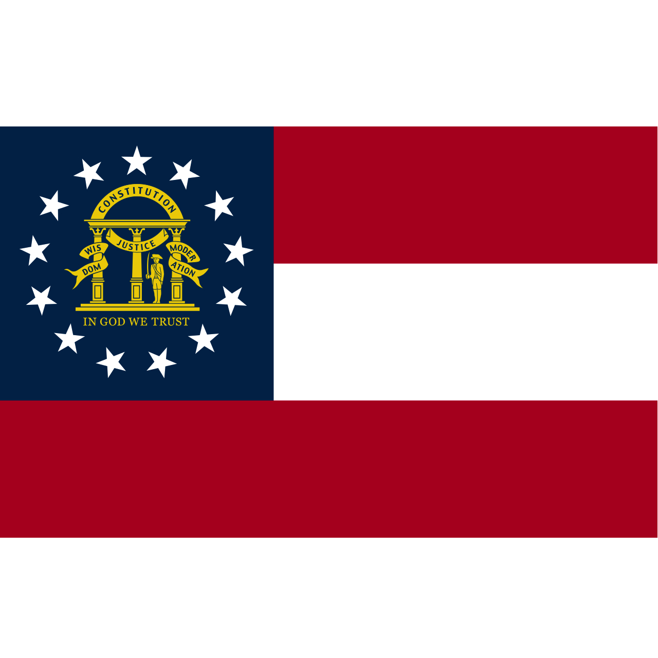 current state of georgia flag on stick