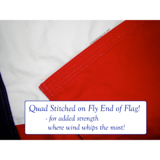 4 rows on stitching on end of flag