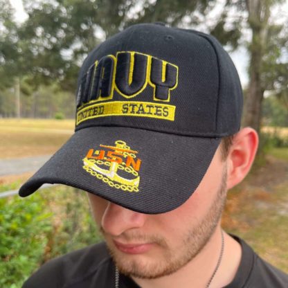 us navy anchor cap in black United States Navy