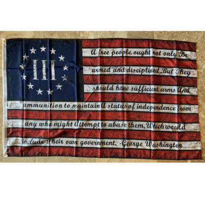 george washington 2nd amendment quote on patriotic usa III flag for sale