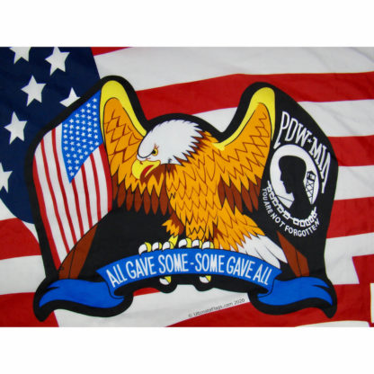 american pow mia eagle closeup on flag