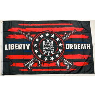 liberty or death flag red rifles snake III%