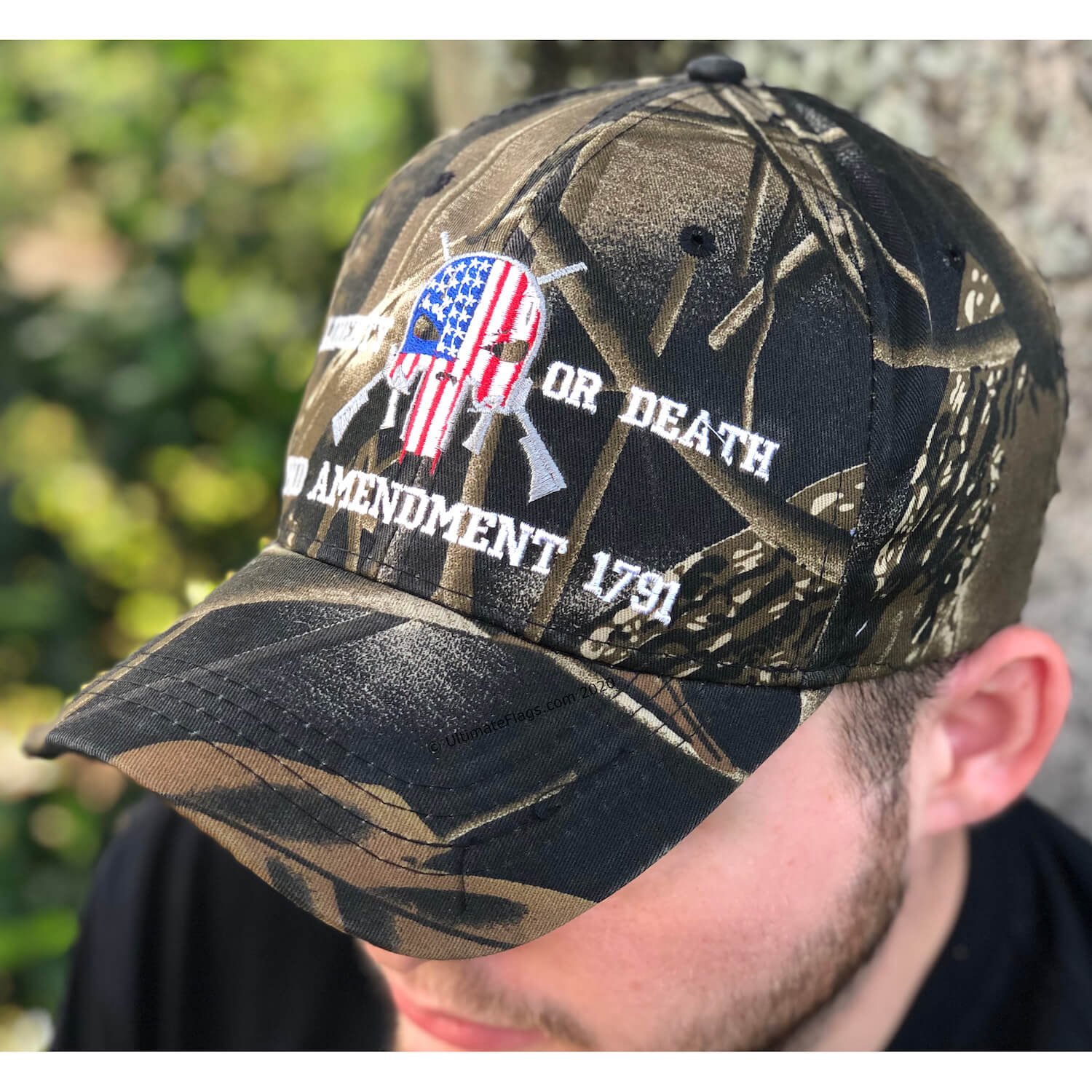 2nd Amendment Liberty or Death Punisher Cap / Hat -in Camo - Image 3