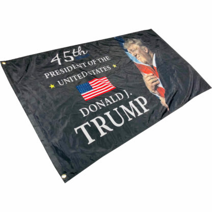 45th POTUS Donald J. Trump Flag with Face hugging USA Flag
