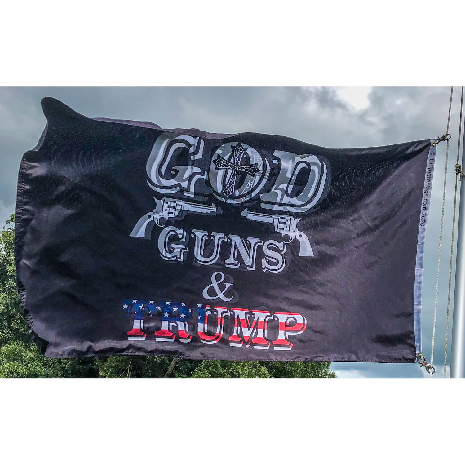 God Guns & Trump Flag - 12x18 inch- Outdoor Double Sided Flags - Image 2