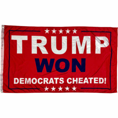 TRUMP WON Democrats Cheated Flag - 3 x 5 ft RED Outdoor Flags for Sale - Image 2