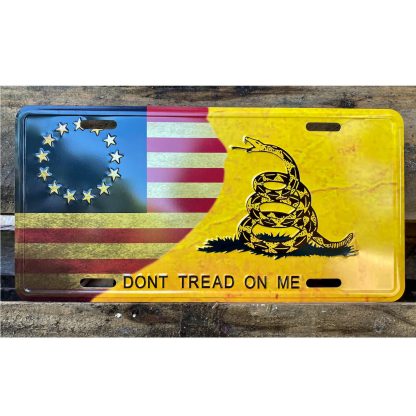 betsy ross gadsden auto tag dont tread on me snake 1/2 and 1/2 license plate