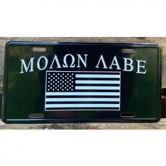 molon labe tag for truck or car black usa flag for defiance
