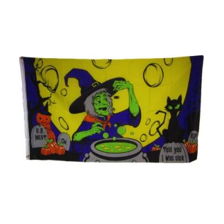 buy halloween flag with witch cauldron full moon
