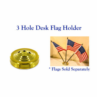 desk flag holder gold in color with 3 holes for plastic stick flags