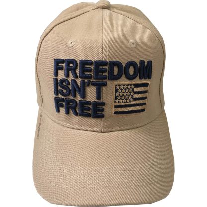 freedom isn't free ballcap in tan beige color