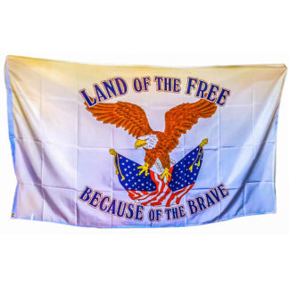 land of the free because of the brave flag with Eagle USA flags in 3x5 polyester outdoor flags for sale