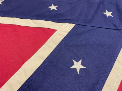 closeup of sewn cotton confederate battle flag 3x5 embroidered stars