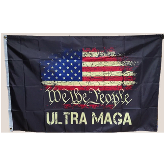 we the people ultra maga on usa distressed black flag