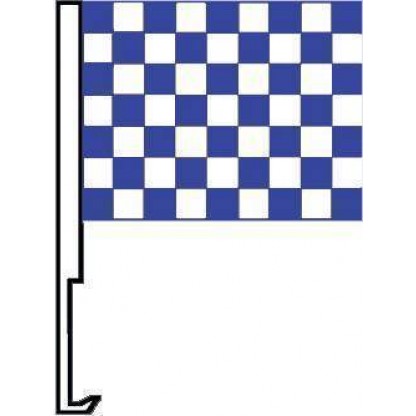 Blue and White Checkered Window Clip Flag