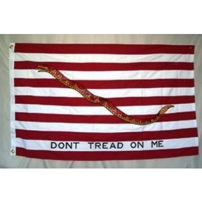 1st Navy Jack Don't Tread On Me Red Cotton Flag 4 x 6 ft.