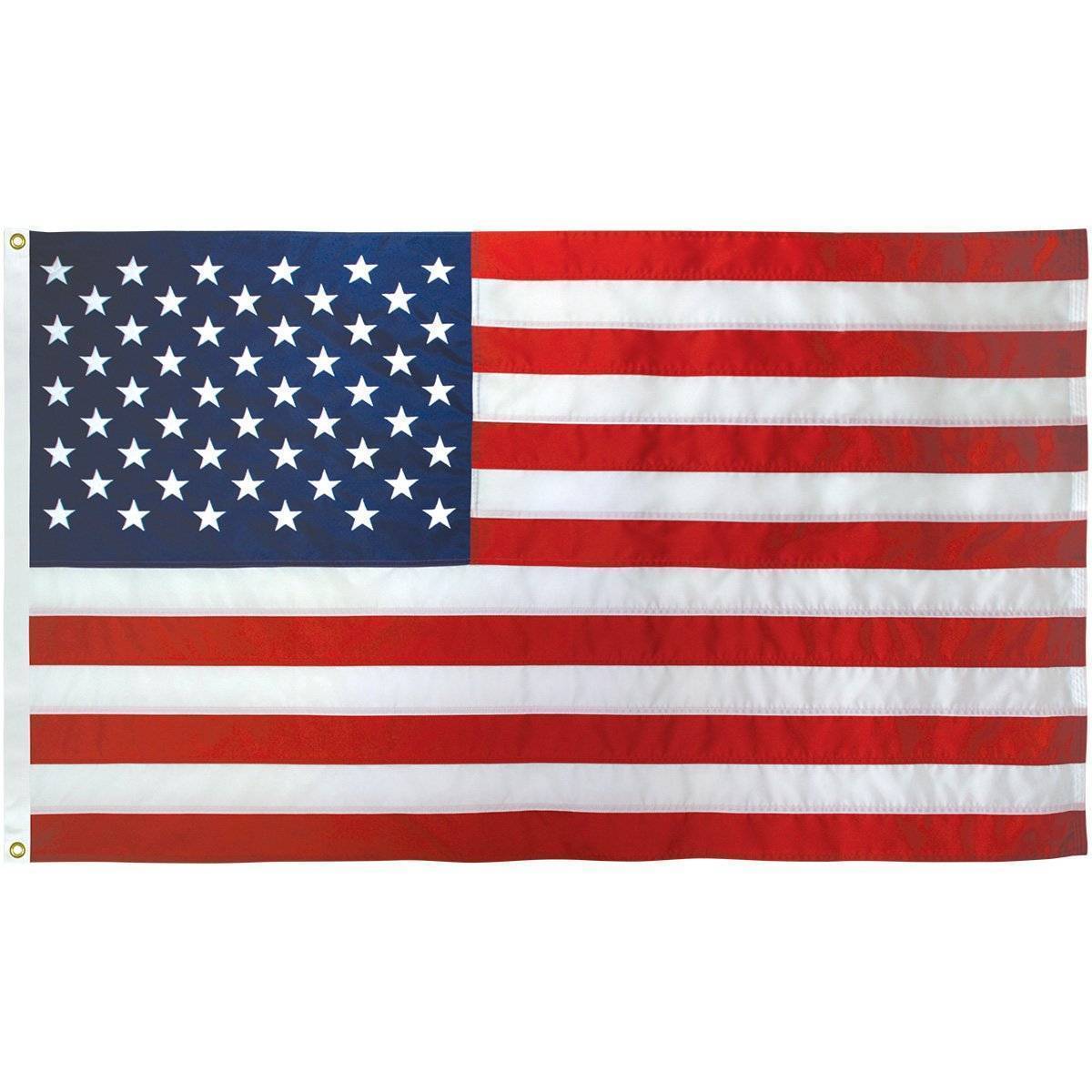 USA American Flag - Pole Hem - Indoor / Outdoor Nylon Sewn Stripes 2x3,3x5,4x6,5x8. Made in America