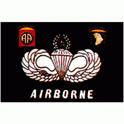 Airborne with Insignia Flag (Black Background) 3 X 5 ft. Standard