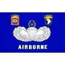 Airborne with Insignia Flag (Blue Background) 3 X 5 ft. Standard