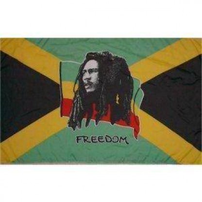 Bob Marley Freedom Flag 12 X 18 inch on stick
