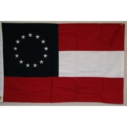 First National Confederate Flag - 13 Star Stars and Bars Nylon Printed 3 x 5 ft.