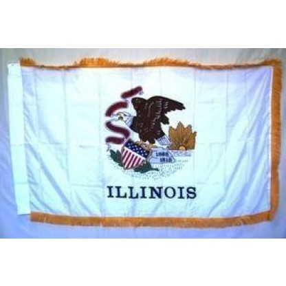 Illinois Nylon Printed Flag 3 x 5 ft. with Fringes