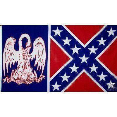 Louisiana Rebel Flag 3 X 5 ft. Nylon Embroidered Louisiana Battle Blue