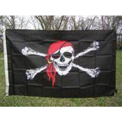Pirate Flag - Skull & Crossbones with Red Hat Flag - 2 x 3 ft. Standard