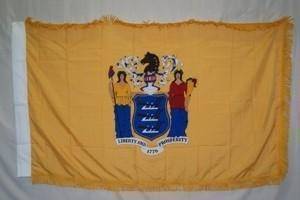 State of New Jersey Flag - Nylon Printed 3 x 5 ft. with Fringes