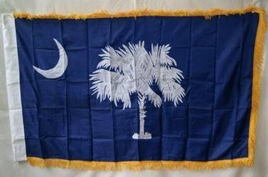 State of South Carolina Flag with Fringes Nylon Embroidered 3 x 5 ft.