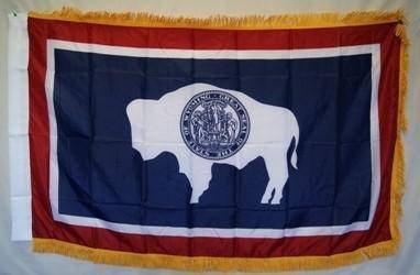 Wyoming Nylon Printed Flag 3 x 5 ft. with Fringes