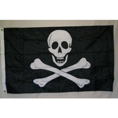 Pirate Jolly Roger No Patch Flag Nylon Embroidered 2 x 3 ft.
