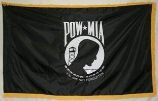 POW MIA Nylon Printed Flag 3 x 5 ft. with Fringes