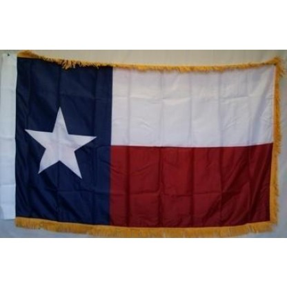 Texas Nylon Printed Flag 3 x 5 ft. with Fringes