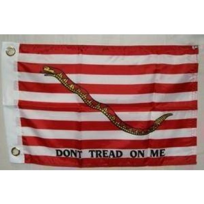 Don't Tread On Me (Red) First Naval Jack Flag 12 x 18 inch with grommets