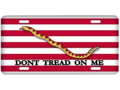 Don't Tread On Me (Red) First Naval Jack License Plate